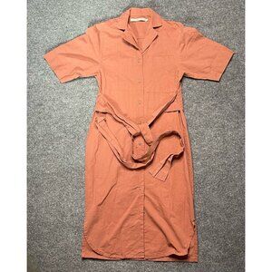 Shades Of Grey By Micah Cohen Womens Shirt Dress Pink Belted Midi Utility XS